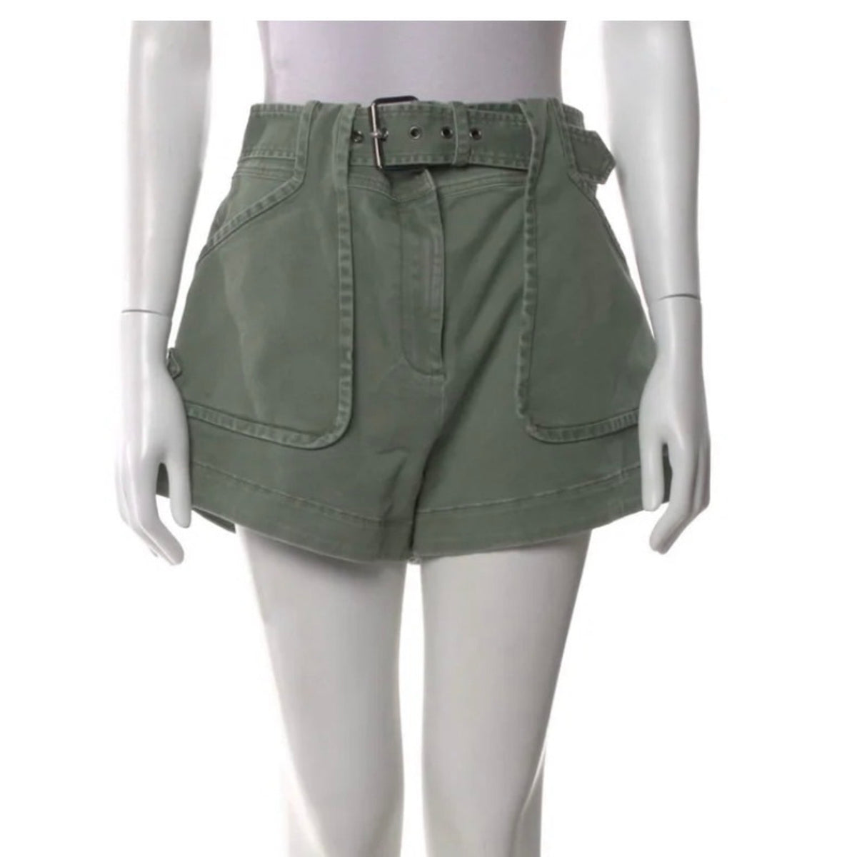 Derek Lam Chic Green Paperbag Belted Shorts Size 00
