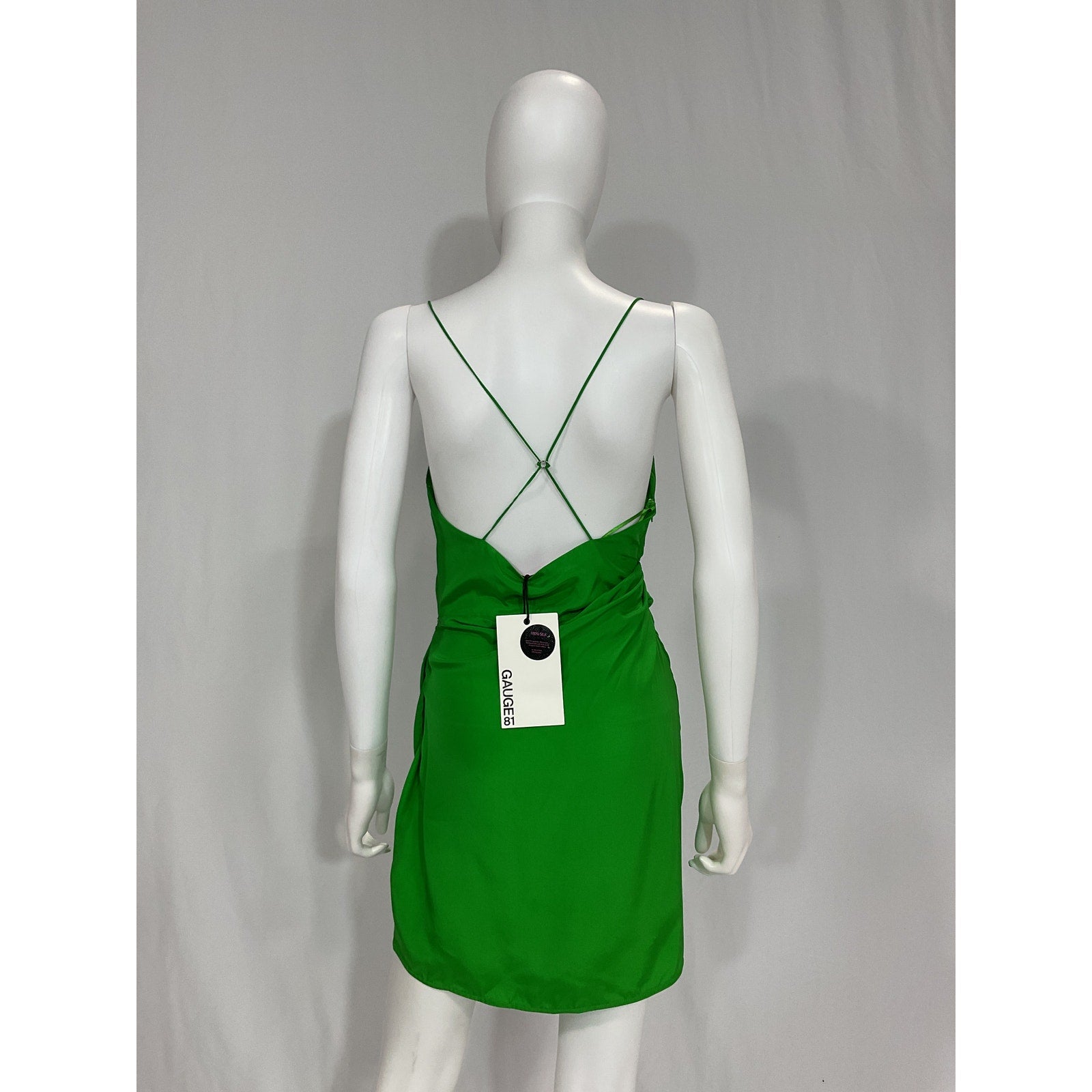 Gauge81 'Shiroi' Green Cowl Neck Sateen Draped Mini Dress Size S - NWT