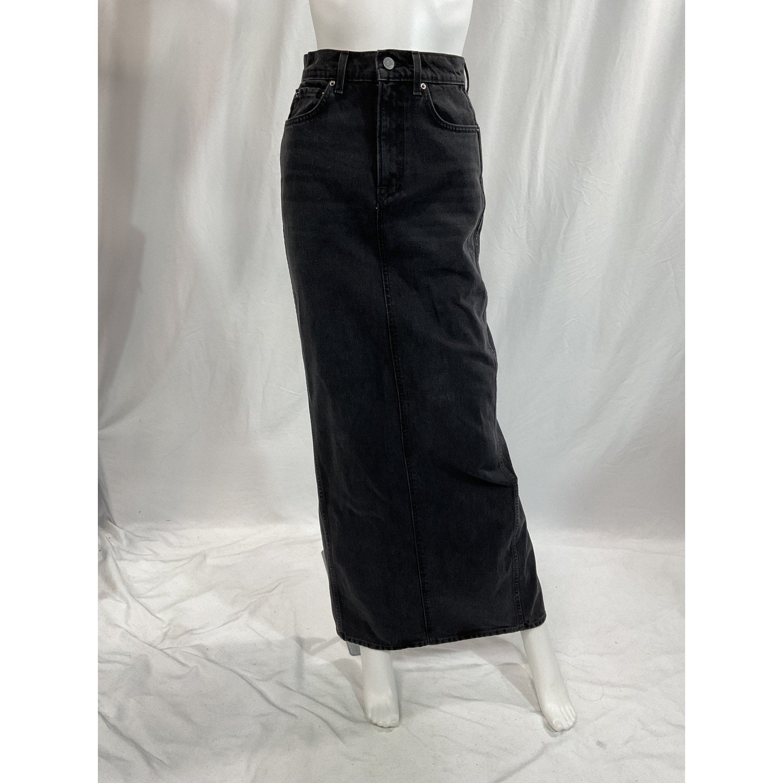 Grlfrnd 'Amara' Black Maxi Pencil Skirt With Back Slit Size 24
