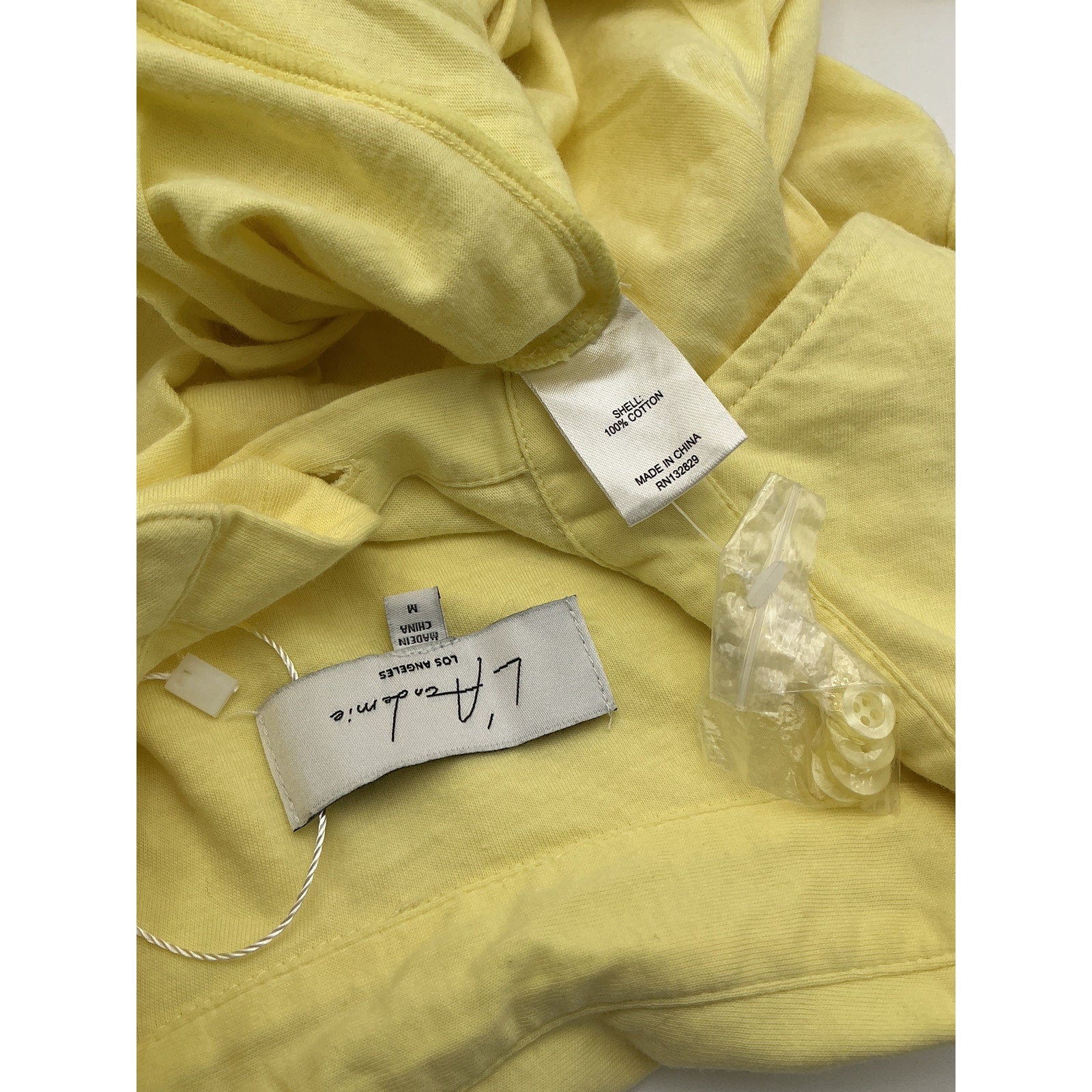 L'Academie 'Tara' Yellow Cotton Button Down Top Size M