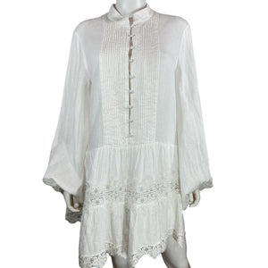 Bardot Lace Trimmed White Antonia Mini Dress Size 10