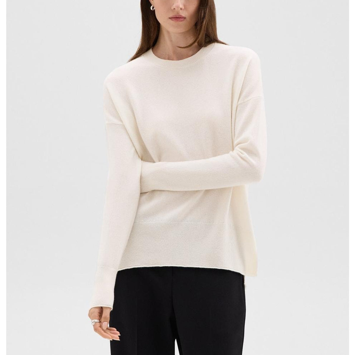 Theory 'Relaxed' White Cashmere Sweater Size S
