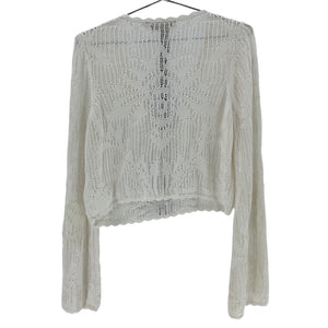 House Of Harlow 1960 Cropped White Kameli Pointelle Sweater Size S