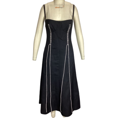 Chloðð? Topstitched Black Bustier Midi Dress Size FR 46 / US 14 NWT