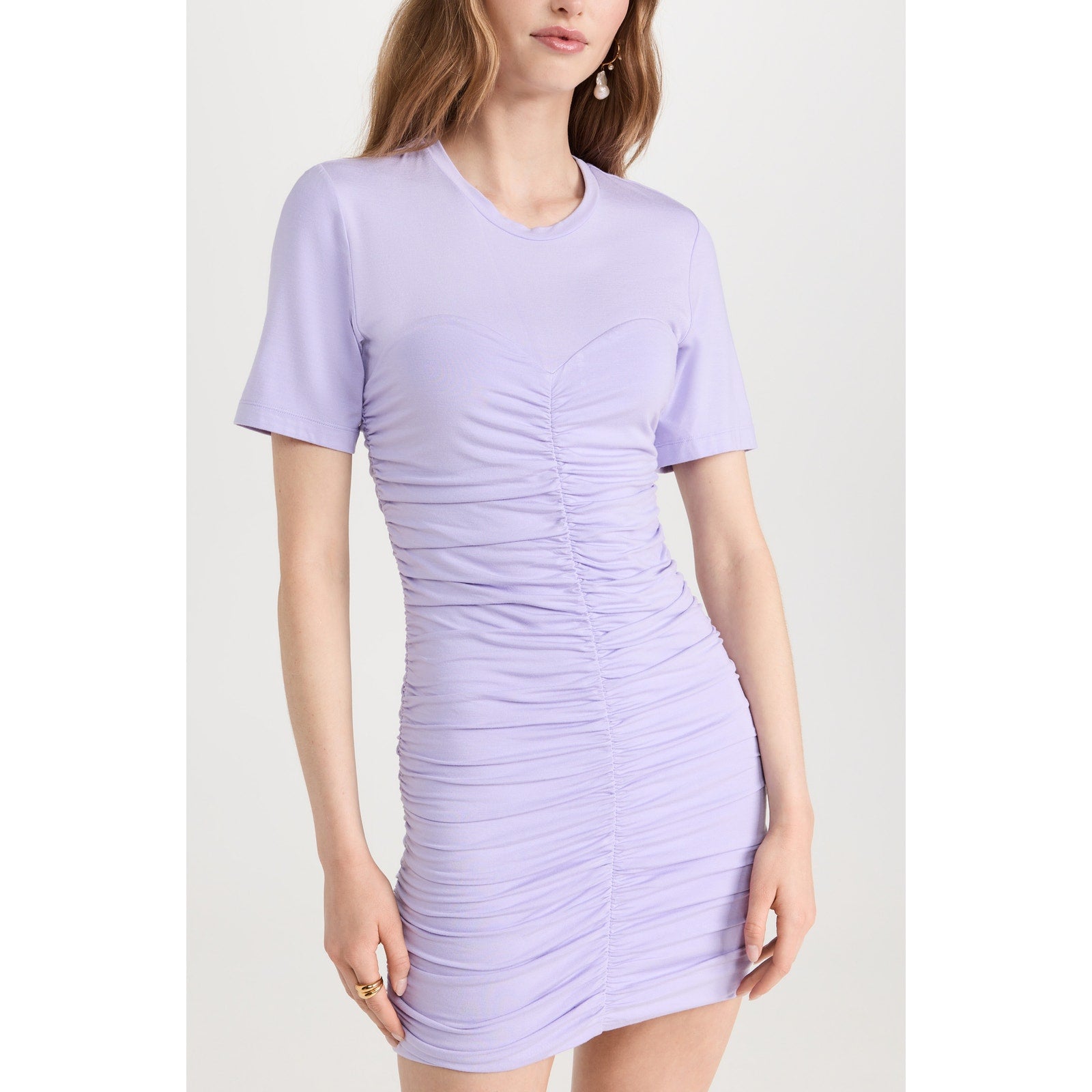 Simkhai 'Jaslene' Purple Clean Stretch Jersey Twist Front Short Sleeve Dress Size M - NWT