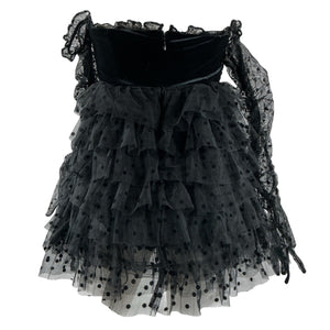 For Love & Lemons Ruffled Black Jourdan Mini Dress Size S