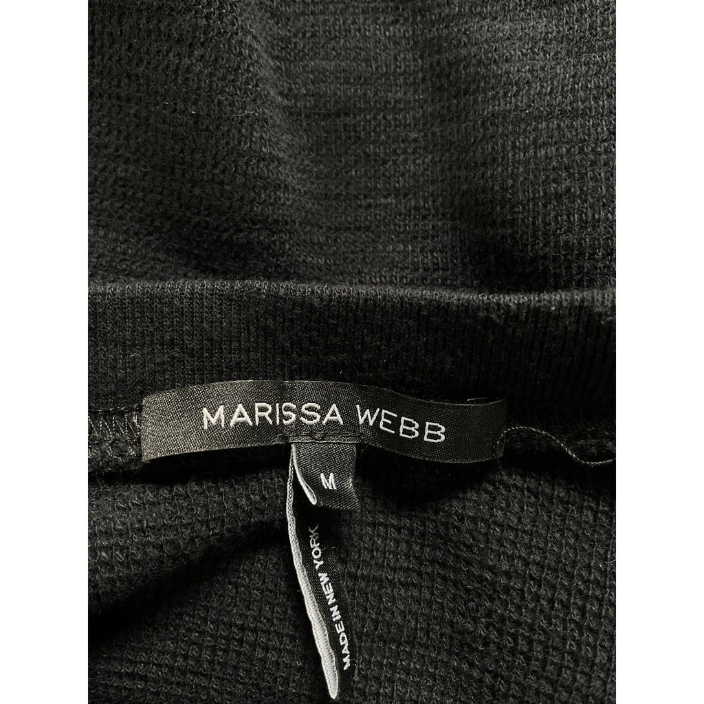 Marissa Webb 'Blair' Black Waffle Knit Puff Sleeve Pullover Size M