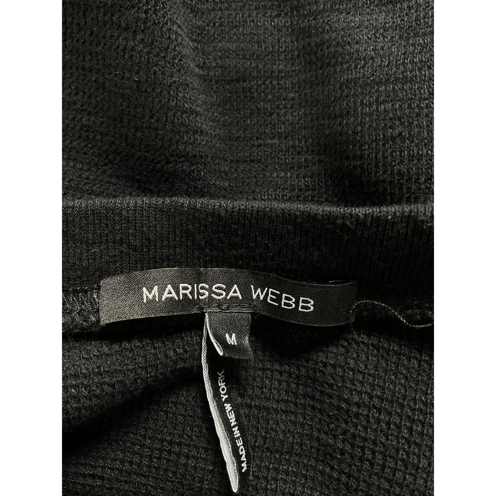 Marissa Webb 'Blair' Black Waffle Knit Puff Sleeve Pullover Size M