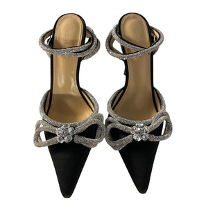 Mach & Mach Embellished Silver Double Bow Pumps Size 38.5 EU / 8.5 US