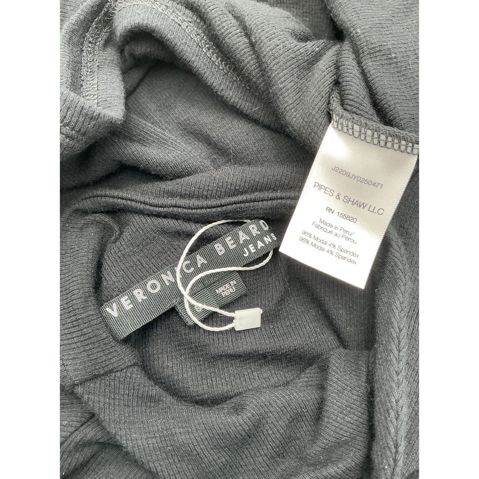 Veronica Beard 'Theresa' Black Spandex Turtleneck Sweater Size S