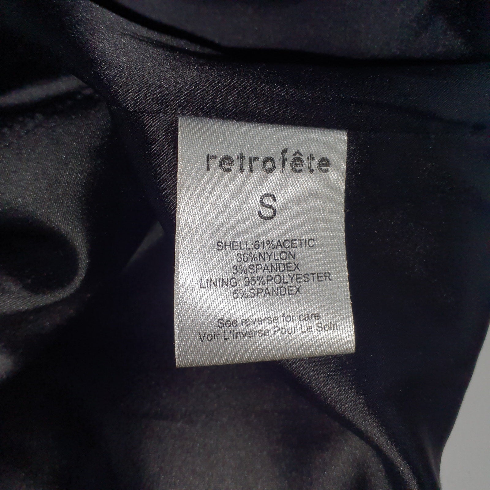 Retrofete 'Ivy' Black Crystal Embellished Houndstooth Satin Blazer Size S