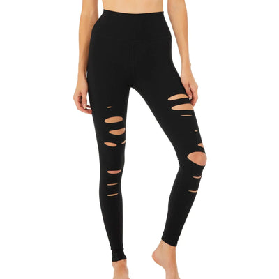 Alo Yoga Ripped Black Warrior Size S Leggings