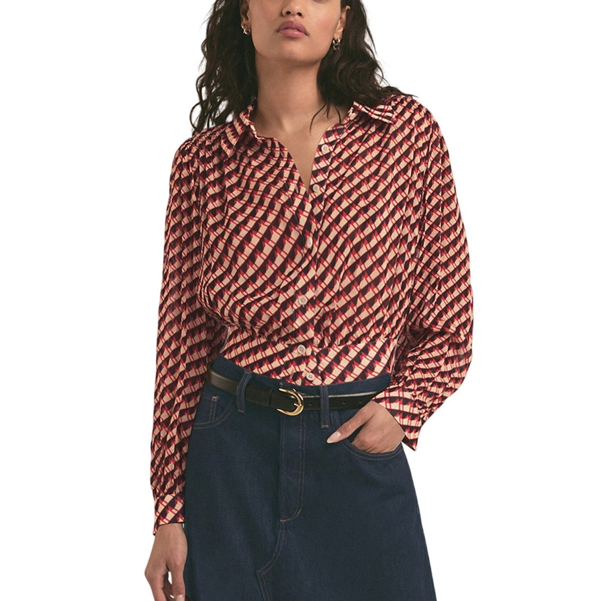 Favorite Daughter Geometric Multicolor Garden Party Blouse Size XS