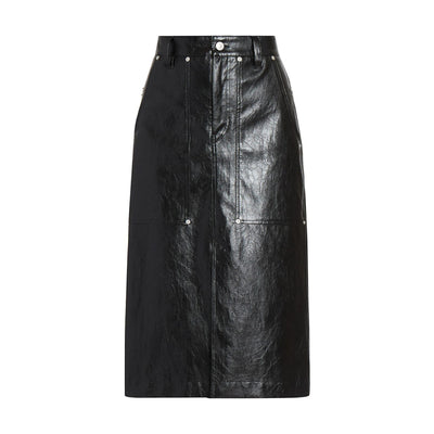 Isabel Marant �toile 'Angele' Black Faux-Leather Midi-Skirt Size 2