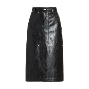 Isabel Marant �toile 'Angele' Black Faux-Leather Midi-Skirt Size 2