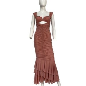 Michael Costello Ruched Pink Hilary Gown Size XS