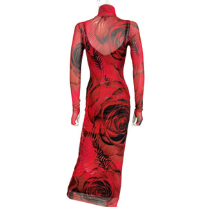Afrm Sheer Red Shailene Maxi Dress Size XS