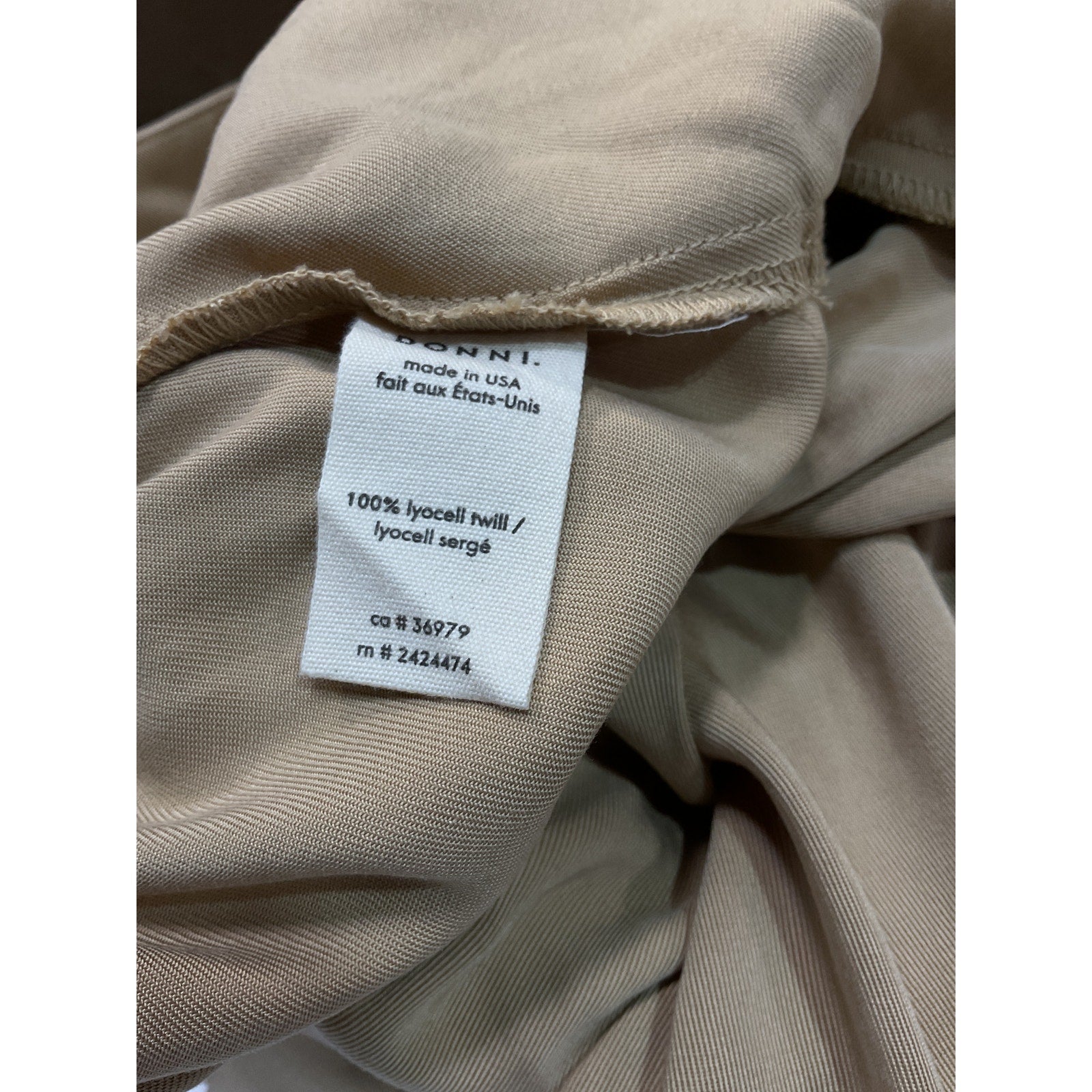 Donni. 'Twill' Tan Pleated Pants Size S