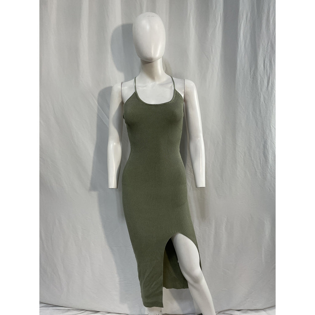 Lpa 'Karter' Green Rayon Knit Midi Dress Size XS - NWT