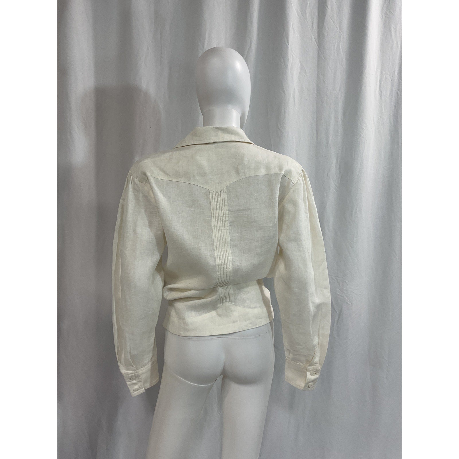 Johanna Ortiz 'Ecru Anhelos De Paz Guayabera' White Button Shirt Size S
