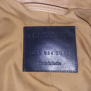 Allsaints Leather Tan Fern Biker Jacket Size 4