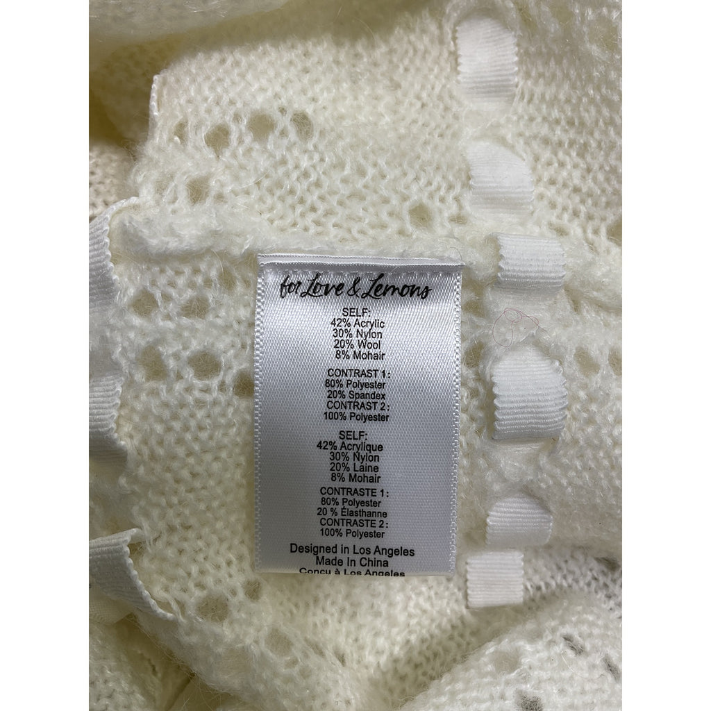 For Love & Lemons 'Jayla' White Acrylic Cardigan Size XS
