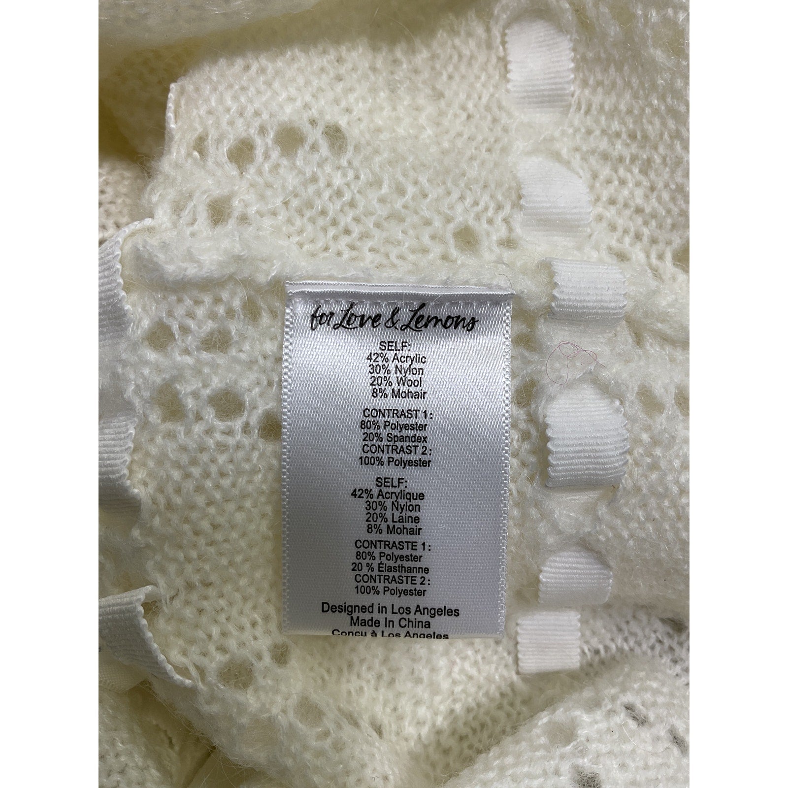 For Love & Lemons 'Jayla' White Acrylic Cardigan Size XS