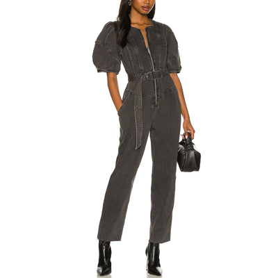 Allsaints Belted Washed Black Elektra Jumpsuit Size 2