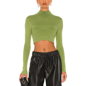 Nbd Ribbed Green Midori Turtleneck Knit Top Size S NWT