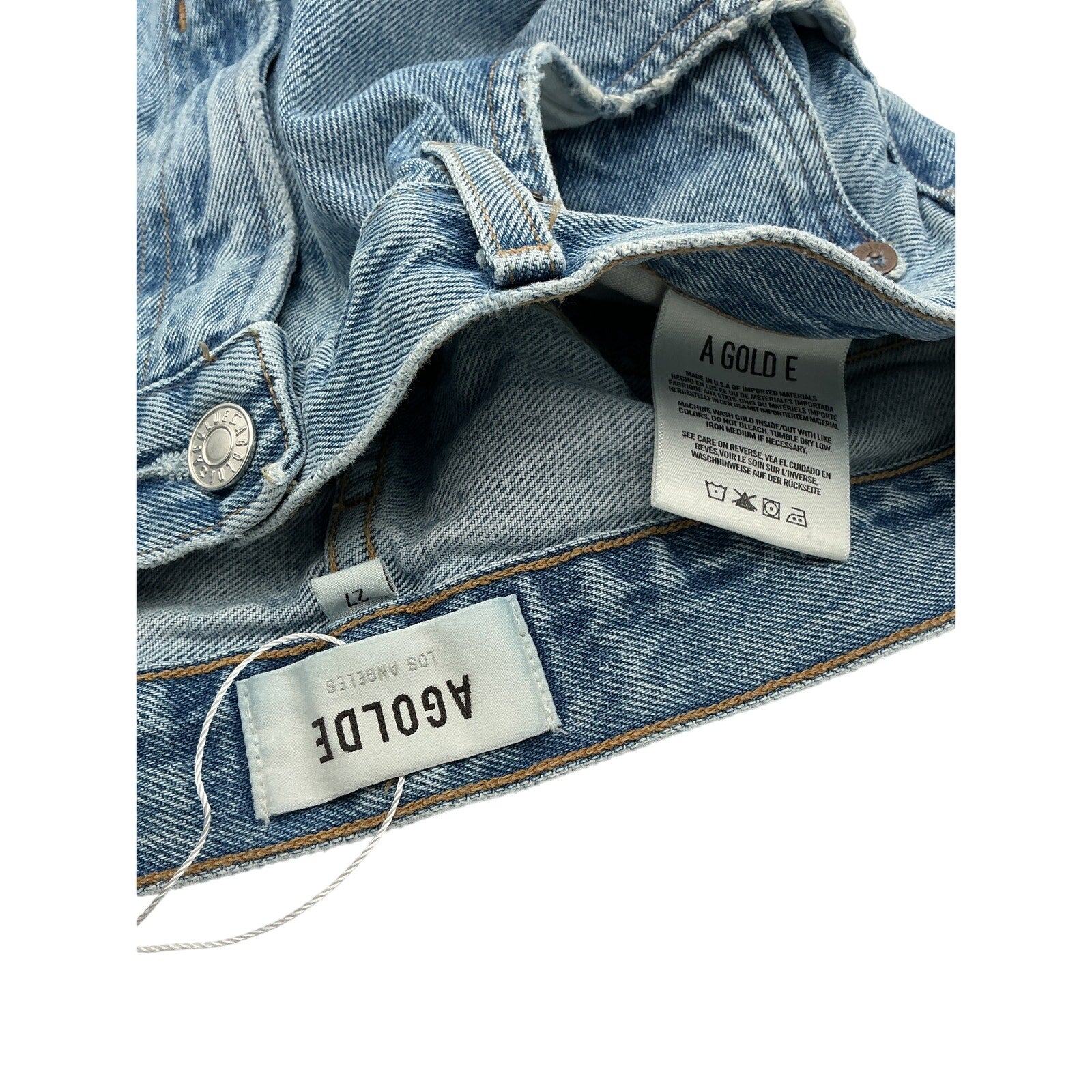 Agolde 'Cherie' Blue Cotton High Rise Straight Denim Jean Size 27