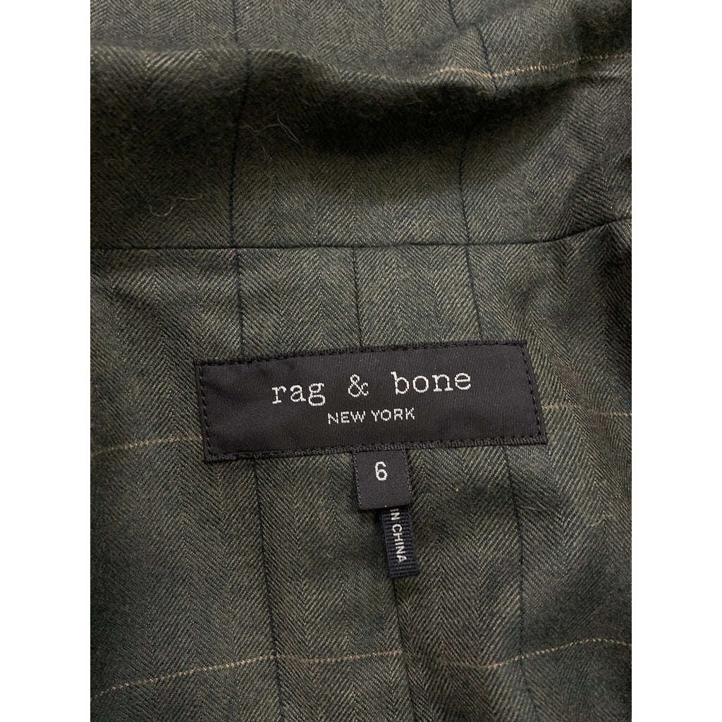 Rag & Bone 'Herringbone' Green Knit Wool Blazer Size 6