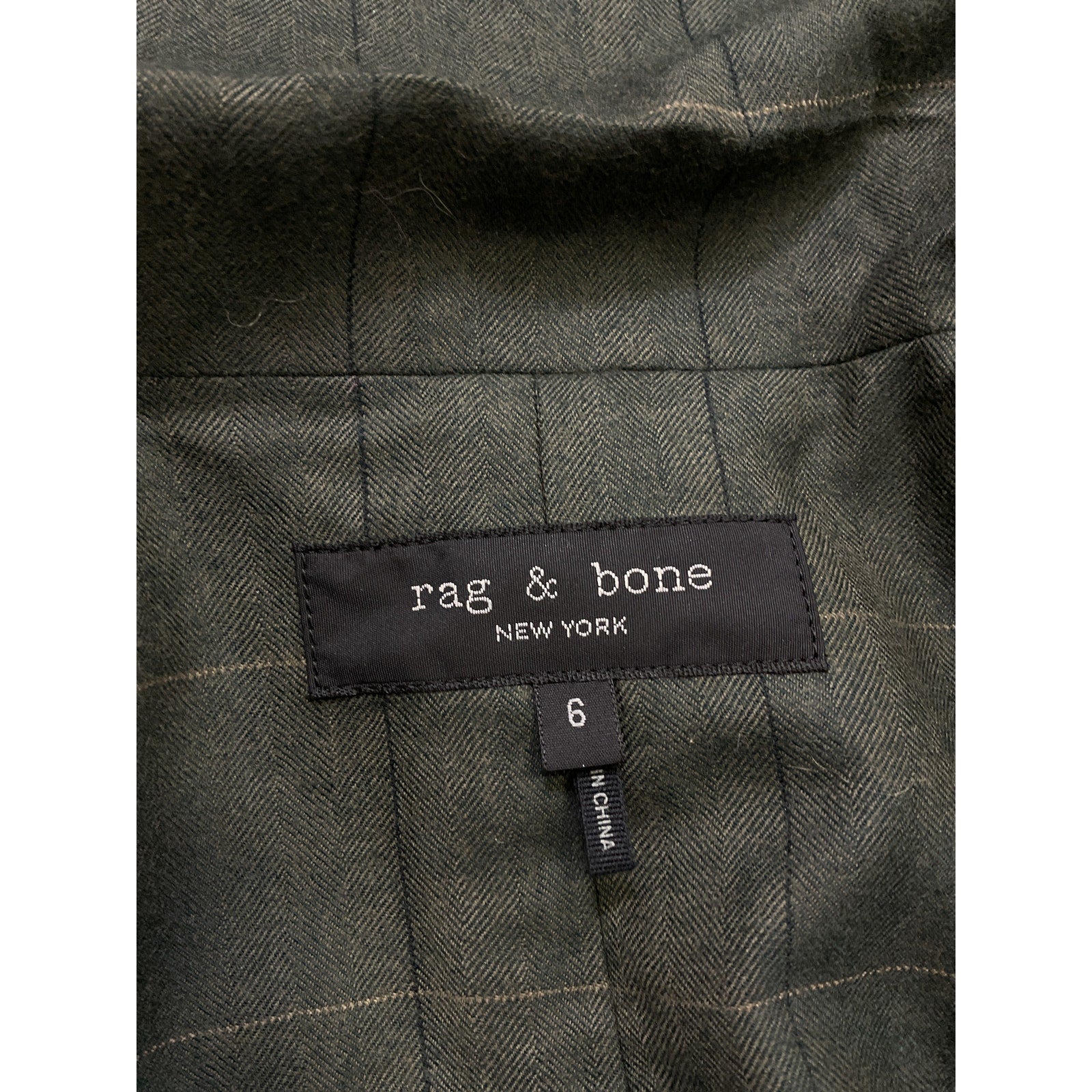 Rag & Bone 'Herringbone' Green Knit Wool Blazer Size 6
