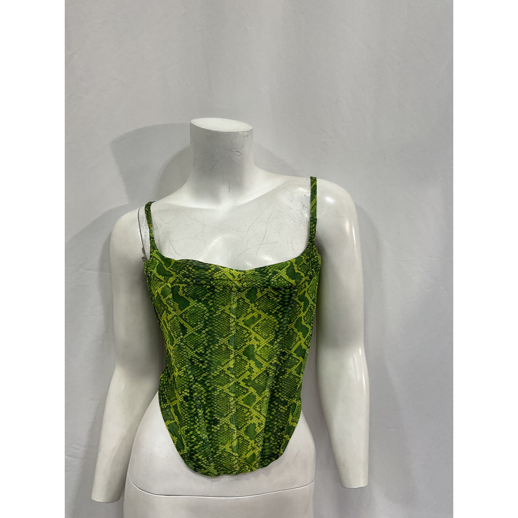 Miaou 'Love' Green Polyester Corset Top Size S