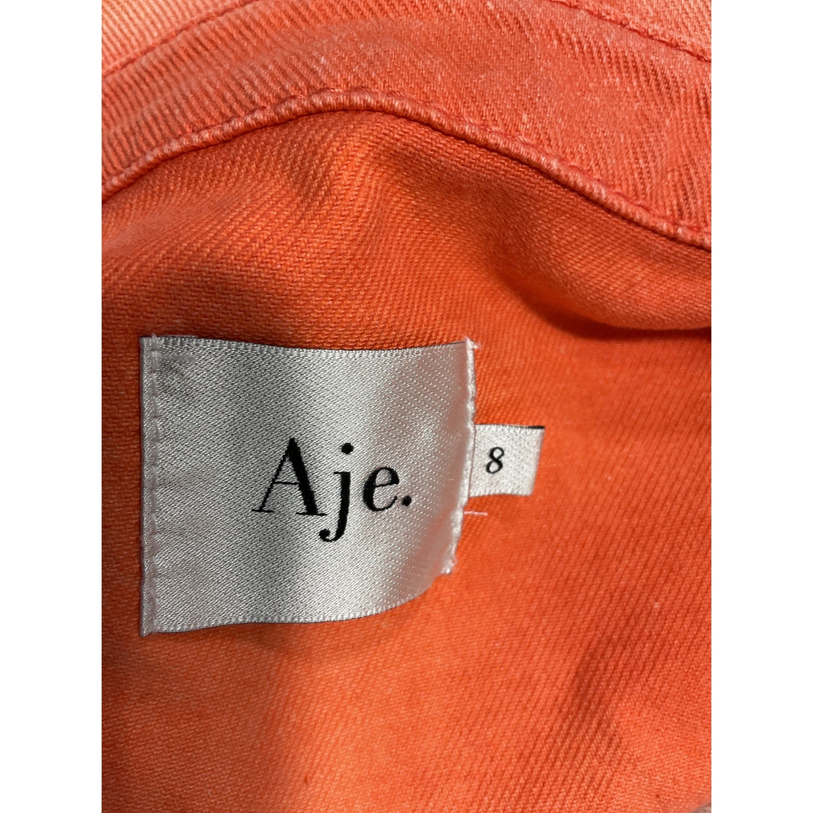 Aje 'Ember' Orange Denim Crop Short Sleeev Shirt Size 8