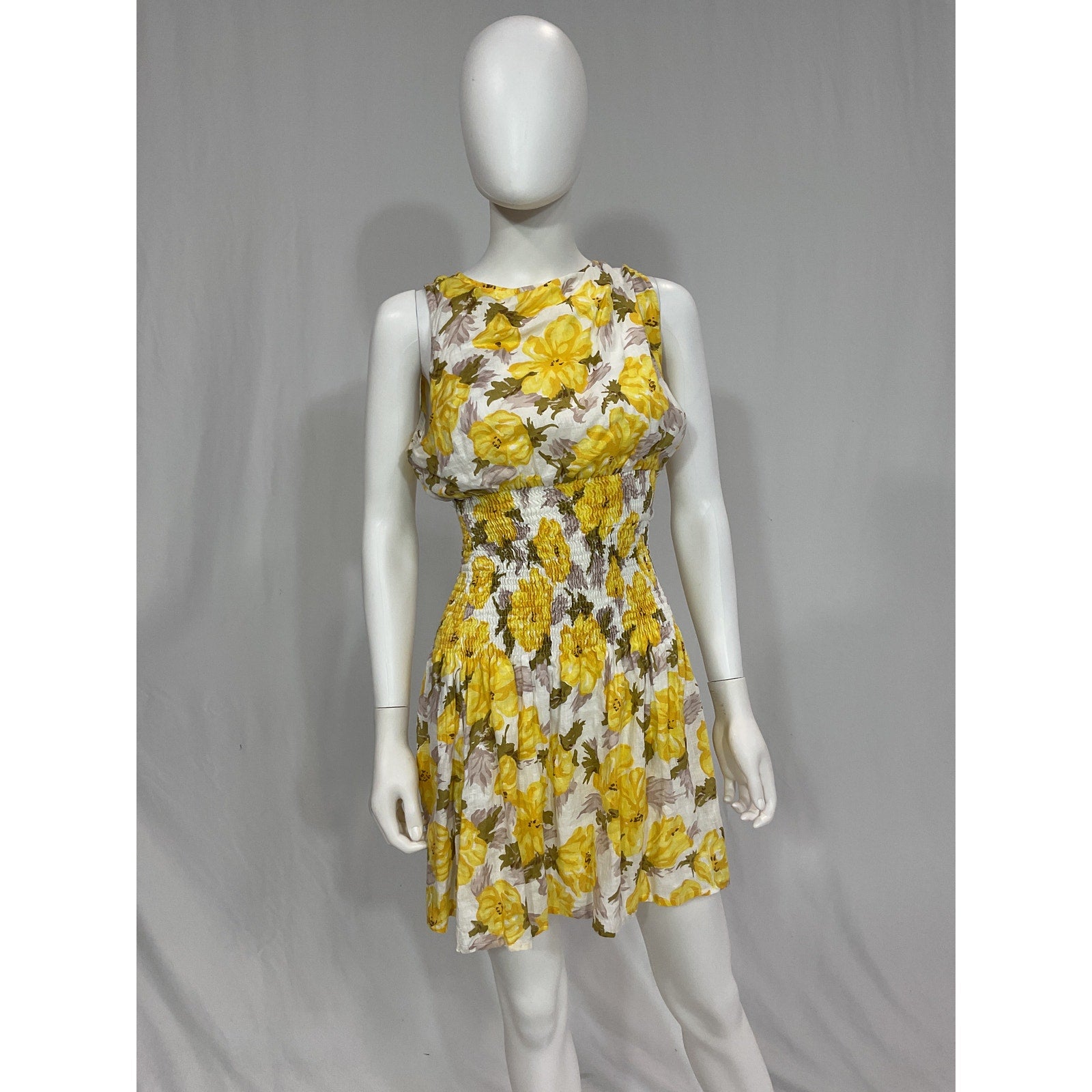 Faithfull The Brand 'Novalee' Yellow Linen Mini Dress Size L