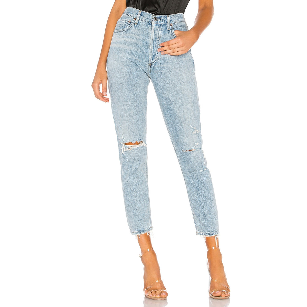 Agolde 'Jamie' Blue High Rise Classic Denim Jean Size 25