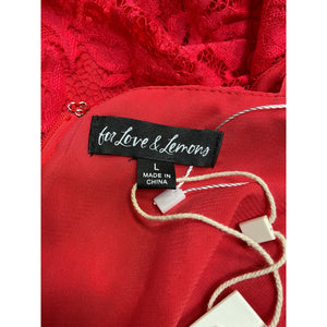 For Love & Lemons 'Della' Red Nylon Mini Dress Size L - NWT