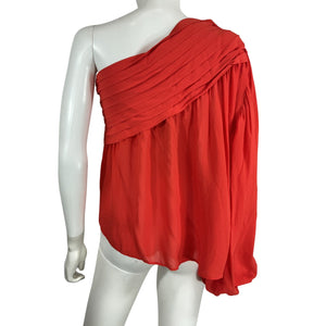 Farm Rio Draped Red Rose One Shoulder Blouse Size XS