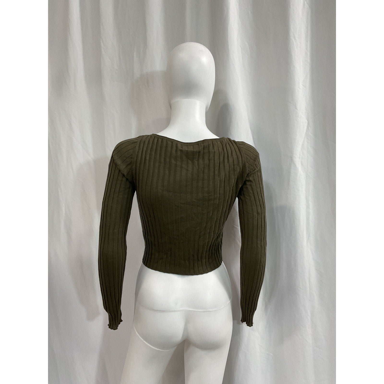 Atm Anthony 'Thomas Melillo' Green  Cropped Ribbed Wool Sweater Size S