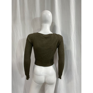 Atm Anthony 'Thomas Melillo' Green  Cropped Ribbed Wool Sweater Size S