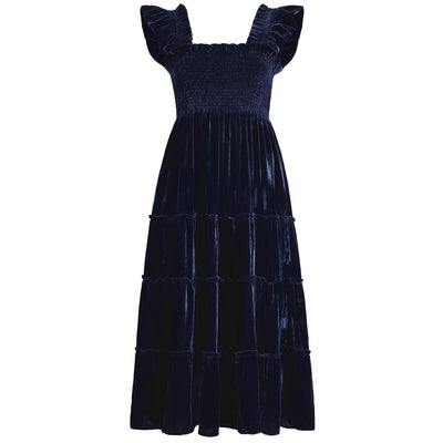 Hill House Home Velvet Blue Ellie Nap Dress Size XS