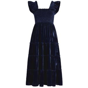 Hill House Home Velvet Blue Ellie Nap Dress Size XS