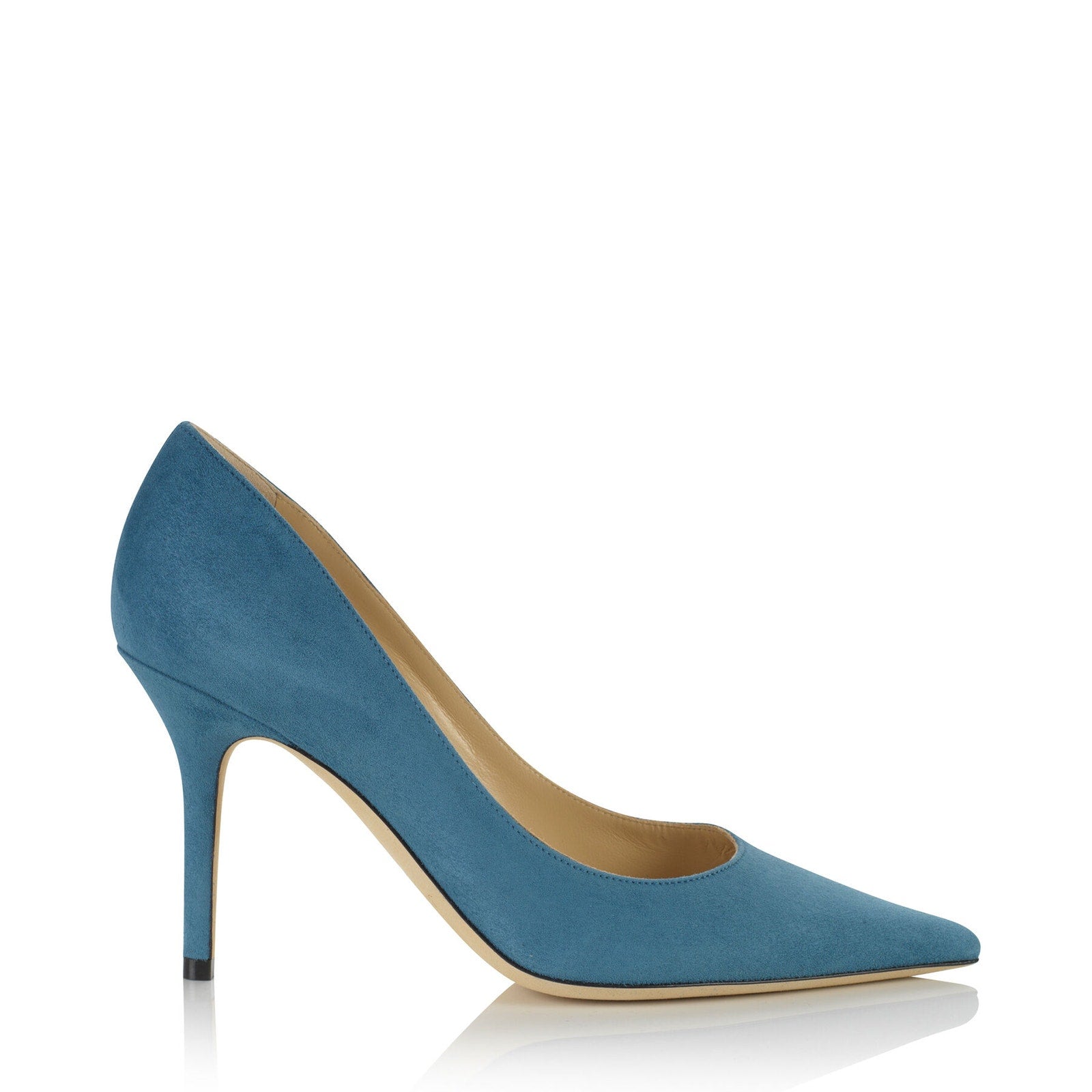 Jimmy Choo 'Agnes' Blue Suede & Leather Heels Size 34.5