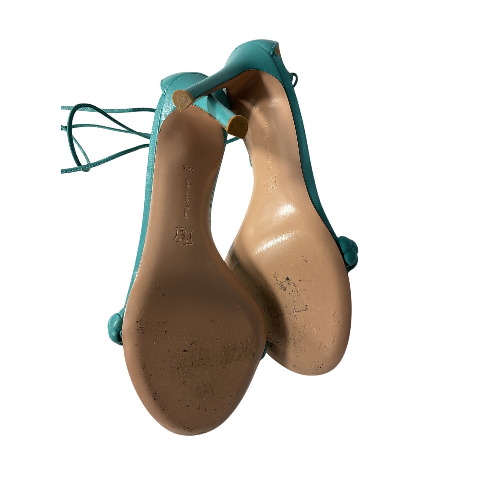 Gianvito Rossi 'S21' Green 105Mm Braided Front Ankl Heel Size 8.5