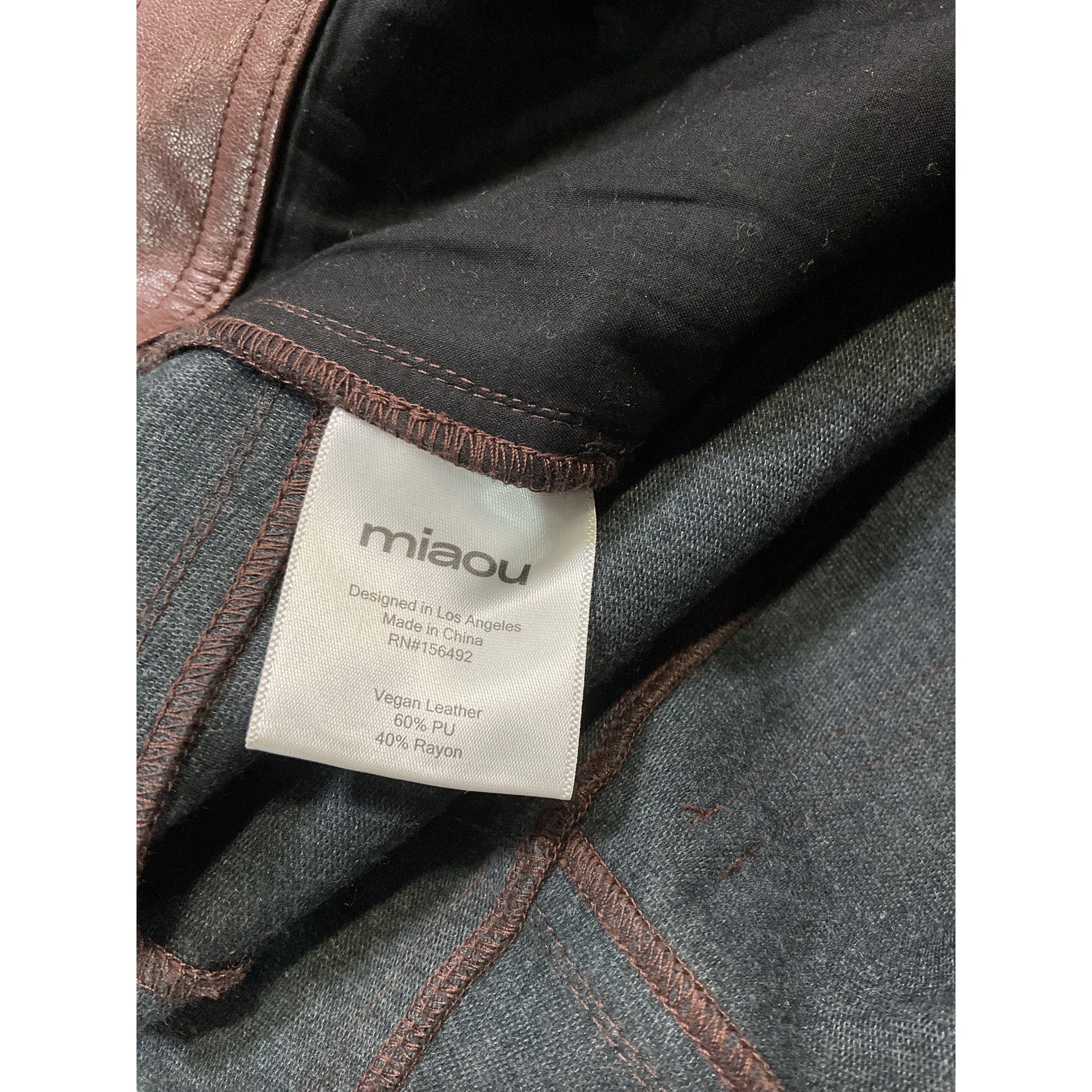 Miaou 'Junior' Brown Faux Leather Pant Size S