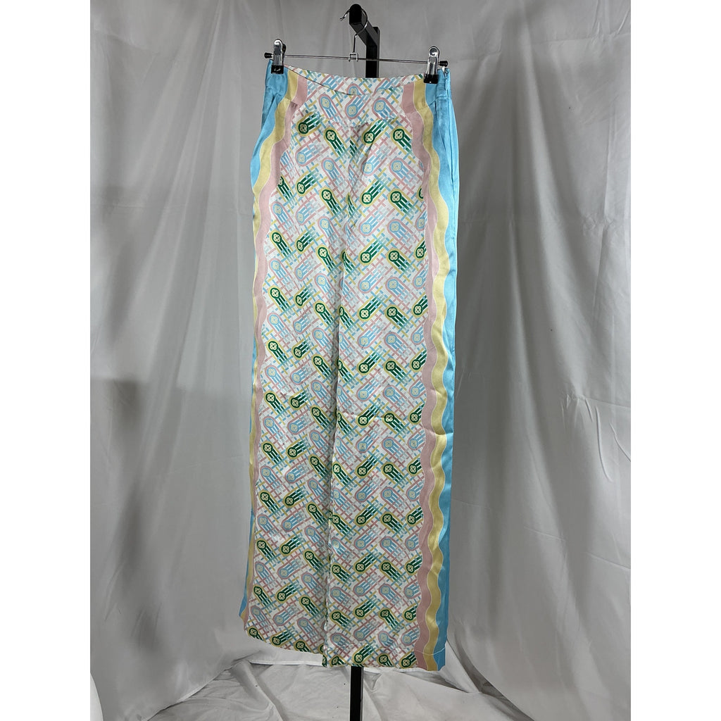 Casablanca Printed Blue Polyester Straight Leg Trousers Size 34 - NWT