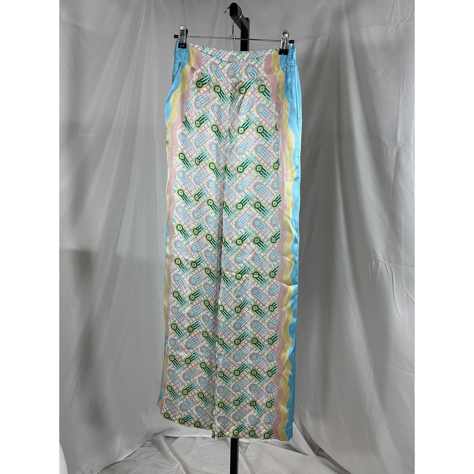 Casablanca Printed Blue Polyester Straight Leg Trousers Size 34 - NWT