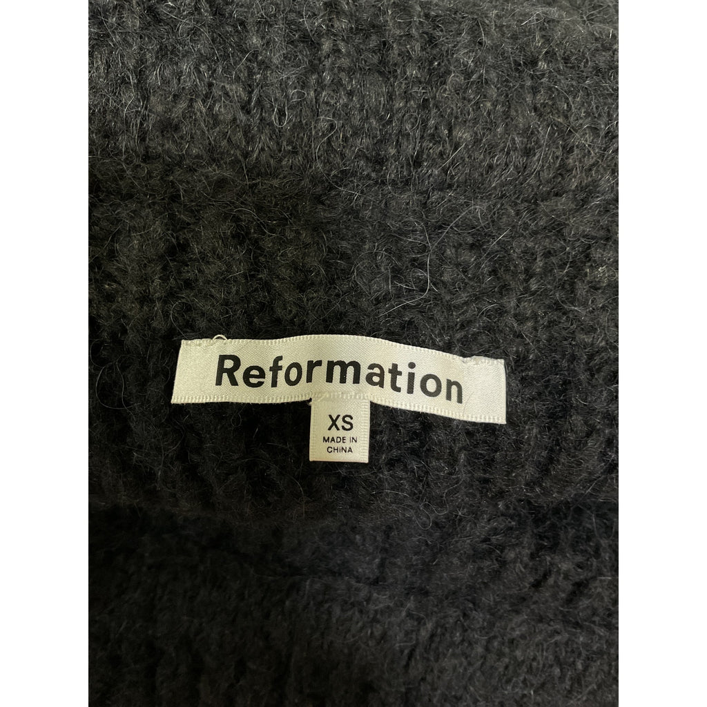 Reformation 'Jayne' Black Foldover Sweater Mini Dress Size XS