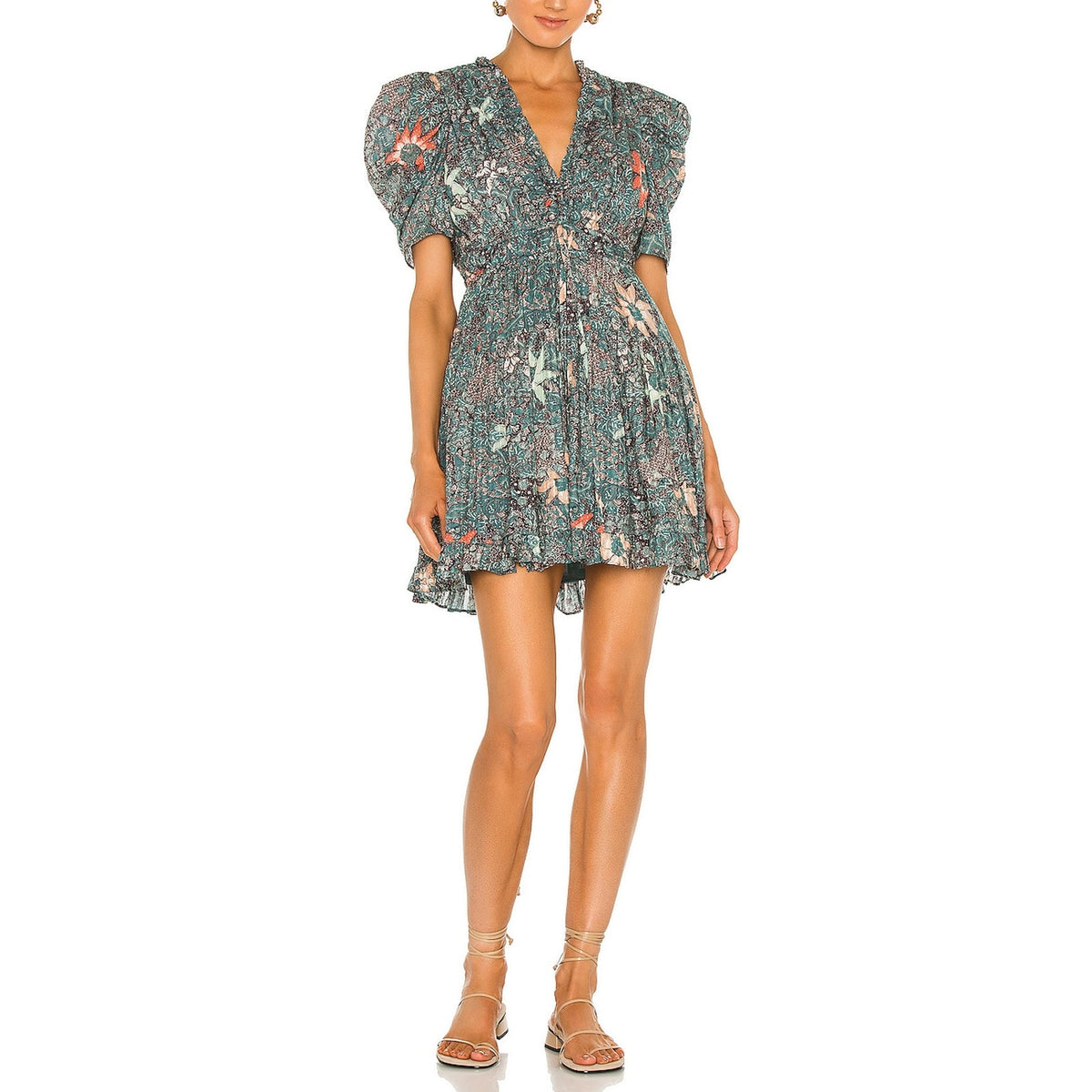 Ulla Johnson Floral Green Sarai Dress Size 0