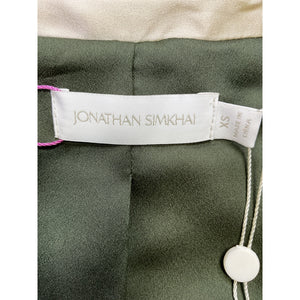 Jonathan Simkhai 'Seline' Green Belted Silk-Charmeuse Robe Jacket Size XS